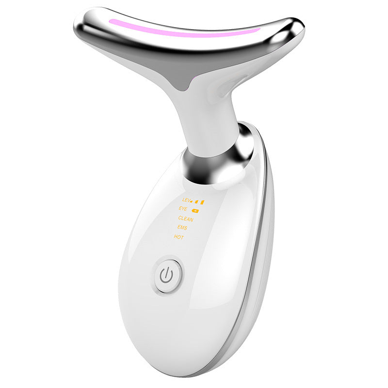 Neck Firming Device with LED Photon Therapy – 3 Color Lights, EMS Vibration, Heat Massage, Ionic Skin Care, Wrinkle Remover, Rechargeable Neck Massager for Lifting & Rejuvenation