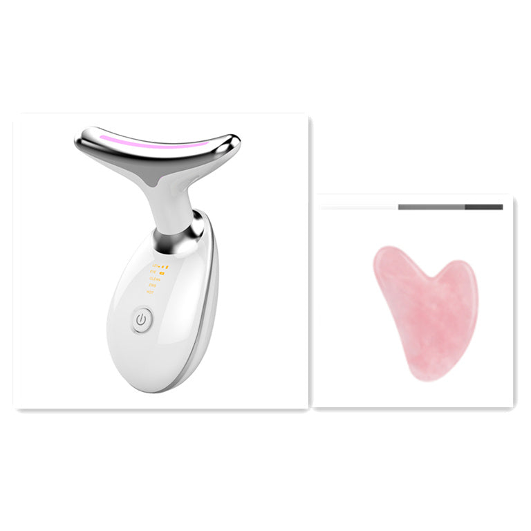 Neck Firming Device with LED Photon Therapy – 3 Color Lights, EMS Vibration, Heat Massage, Ionic Skin Care, Wrinkle Remover, Rechargeable Neck Massager for Lifting & Rejuvenation