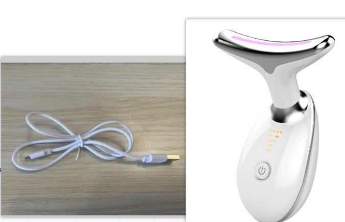 Neck Firming Device with LED Photon Therapy – 3 Color Lights, EMS Vibration, Heat Massage, Ionic Skin Care, Wrinkle Remover, Rechargeable Neck Massager for Lifting & Rejuvenation