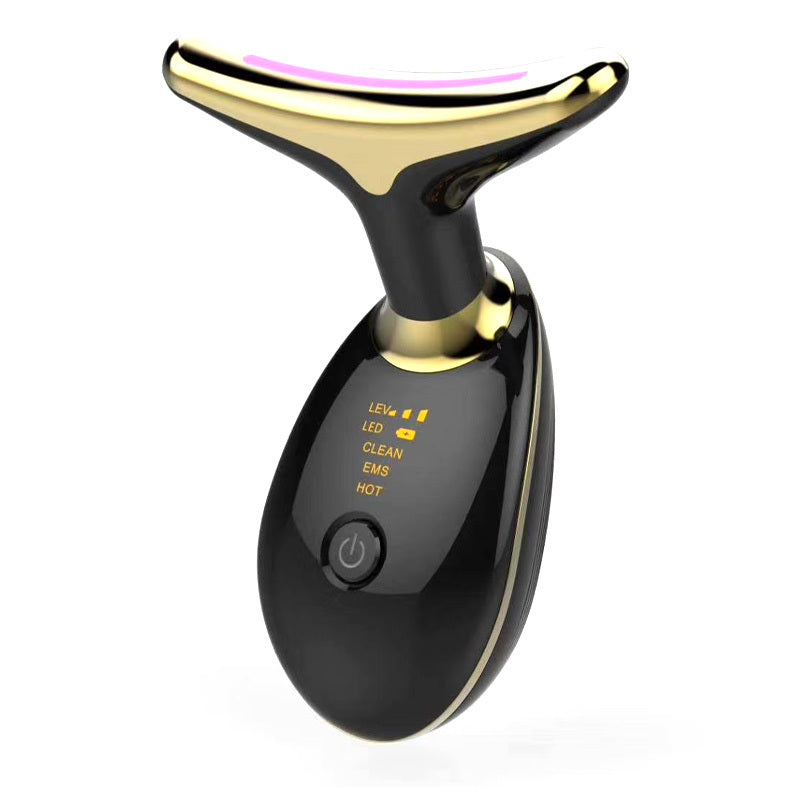 Neck Firming Device with LED Photon Therapy – 3 Color Lights, EMS Vibration, Heat Massage, Ionic Skin Care, Wrinkle Remover, Rechargeable Neck Massager for Lifting & Rejuvenation