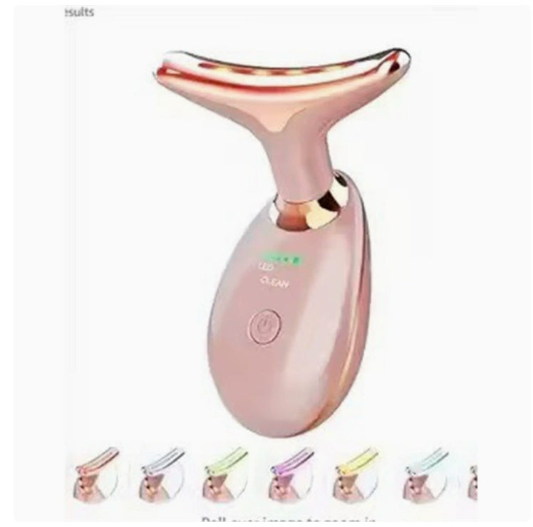 Neck Firming Device with LED Photon Therapy – 3 Color Lights, EMS Vibration, Heat Massage, Ionic Skin Care, Wrinkle Remover, Rechargeable Neck Massager for Lifting & Rejuvenation